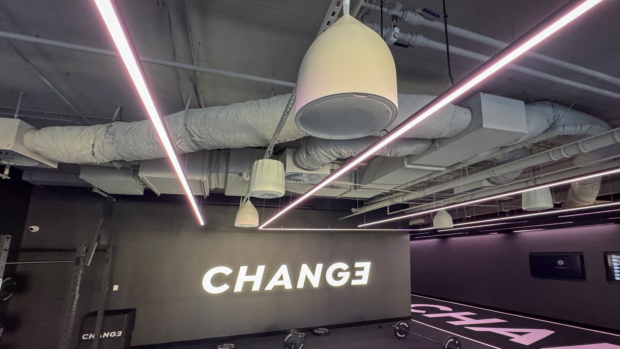The interior of Change fitness center. 
