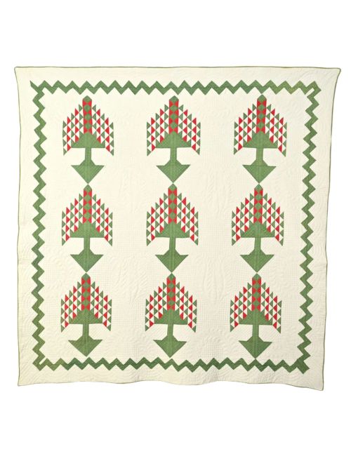 Pine Trees Quilt; Circa 1870