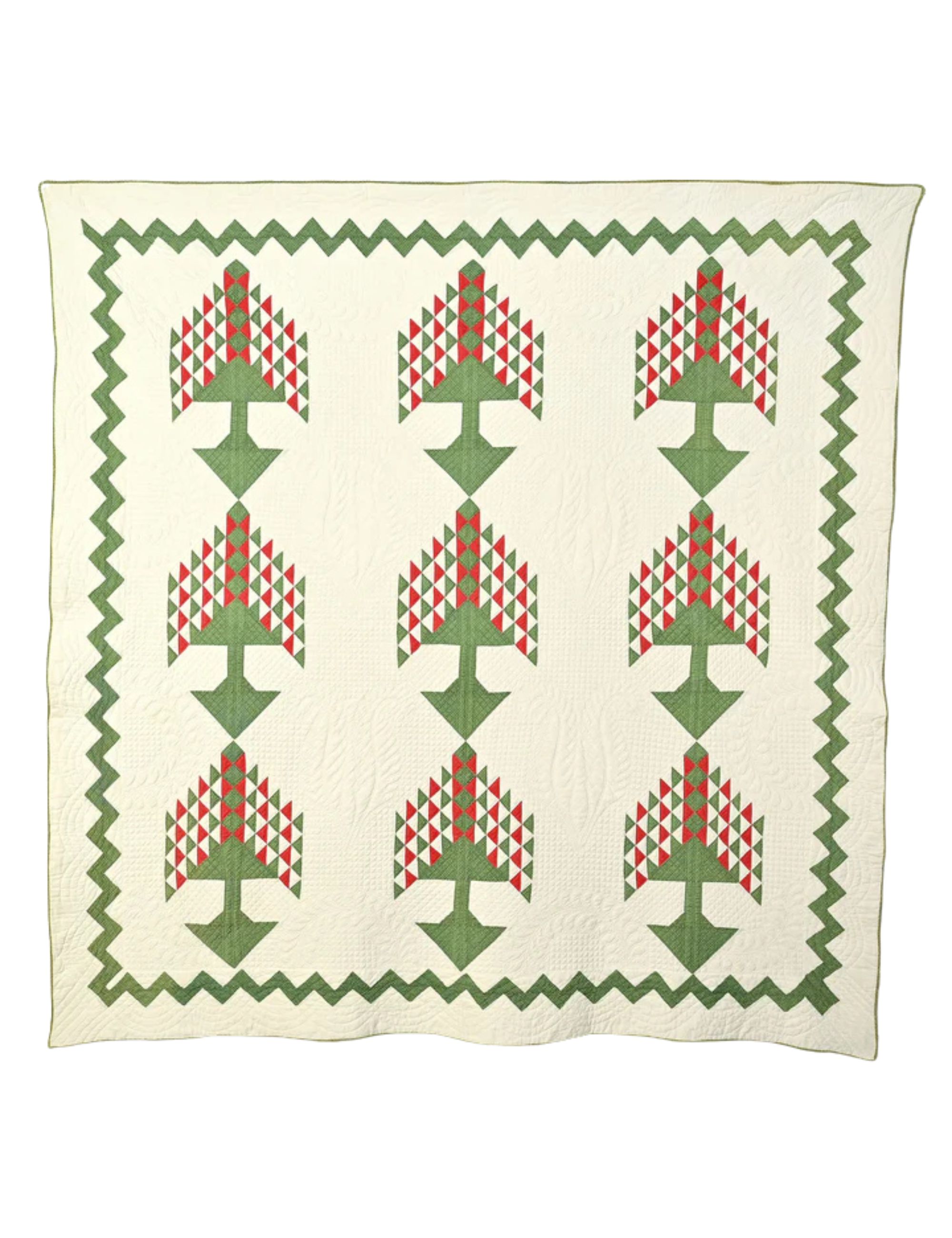 Pine Trees Quilt; Circa 1870