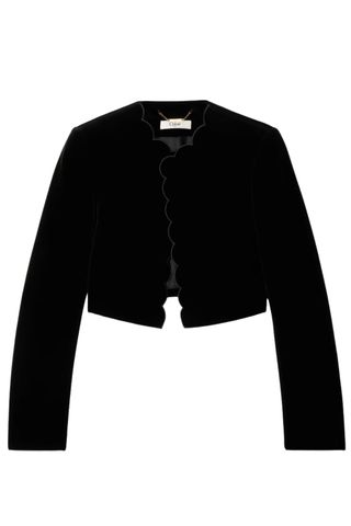 Chloe Cropped scalloped silk-velour jacket