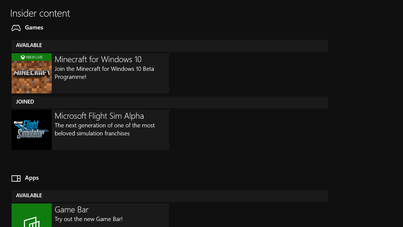 Xbox Insider Hub Games