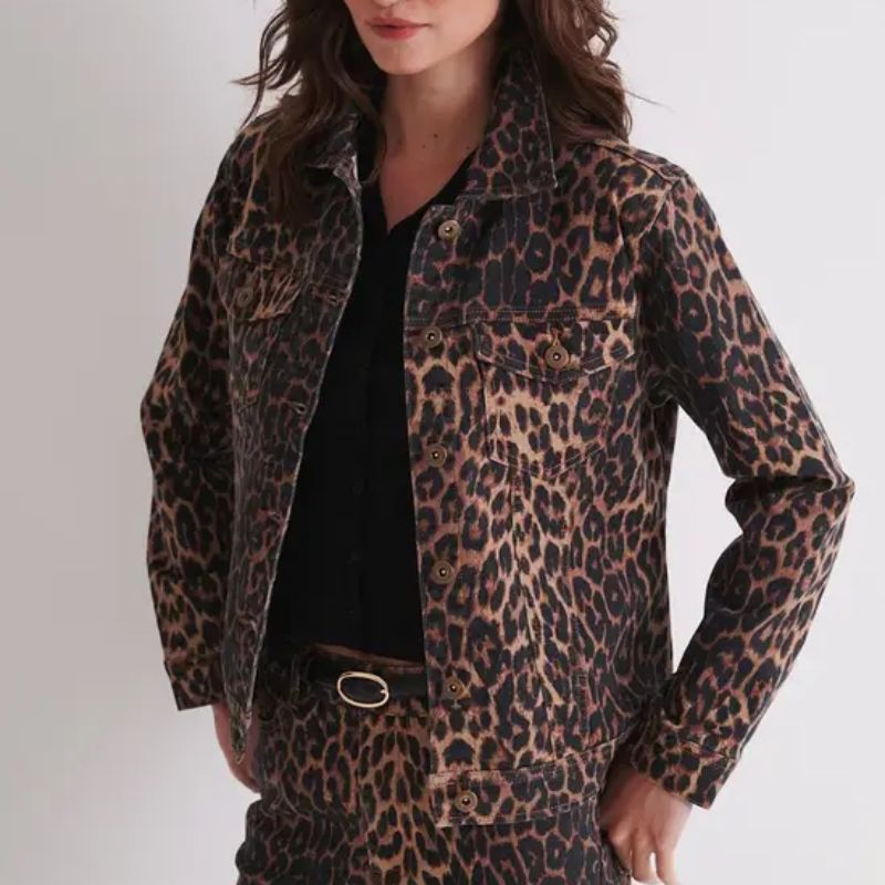 leopard print denim jacket