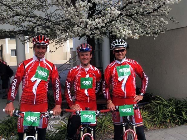 Team Specialized's Todd Wells, Christoph Sauser and Burry Stander in Canberra