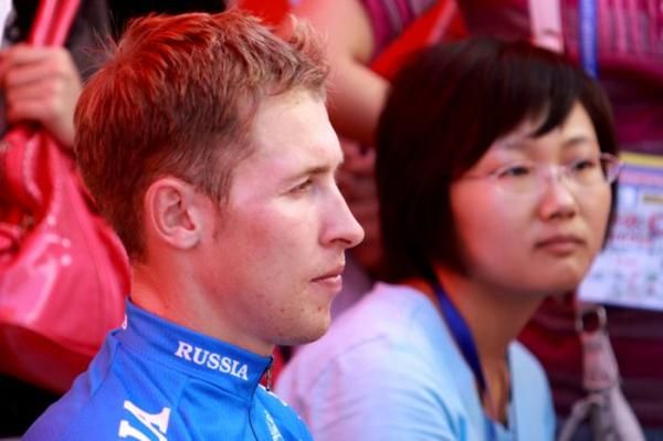 Boris Shpilevsky (Russia) waiting to receive his sprinters jersey.