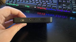 The connection ports of the NZXT Signal HD60 capture card