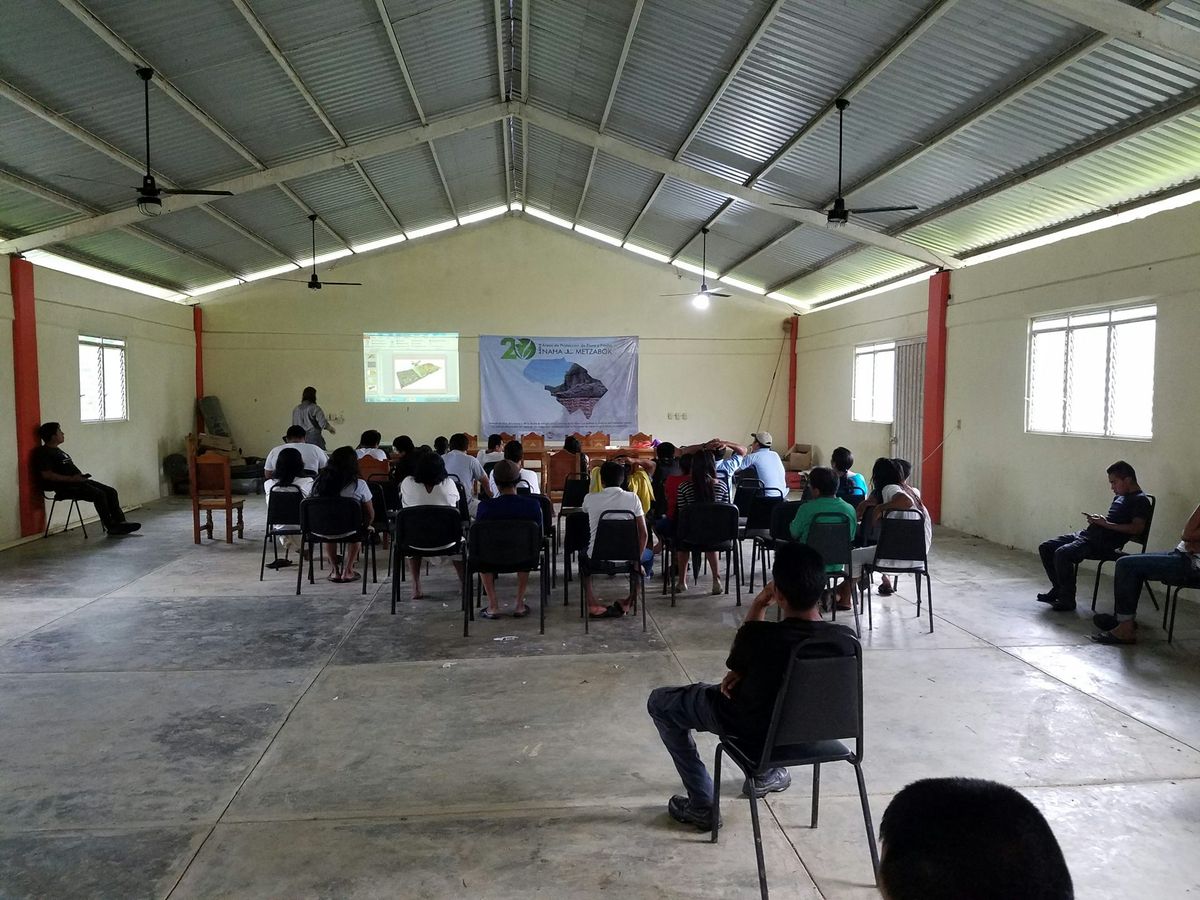 People gathered in a hall for an assembly.