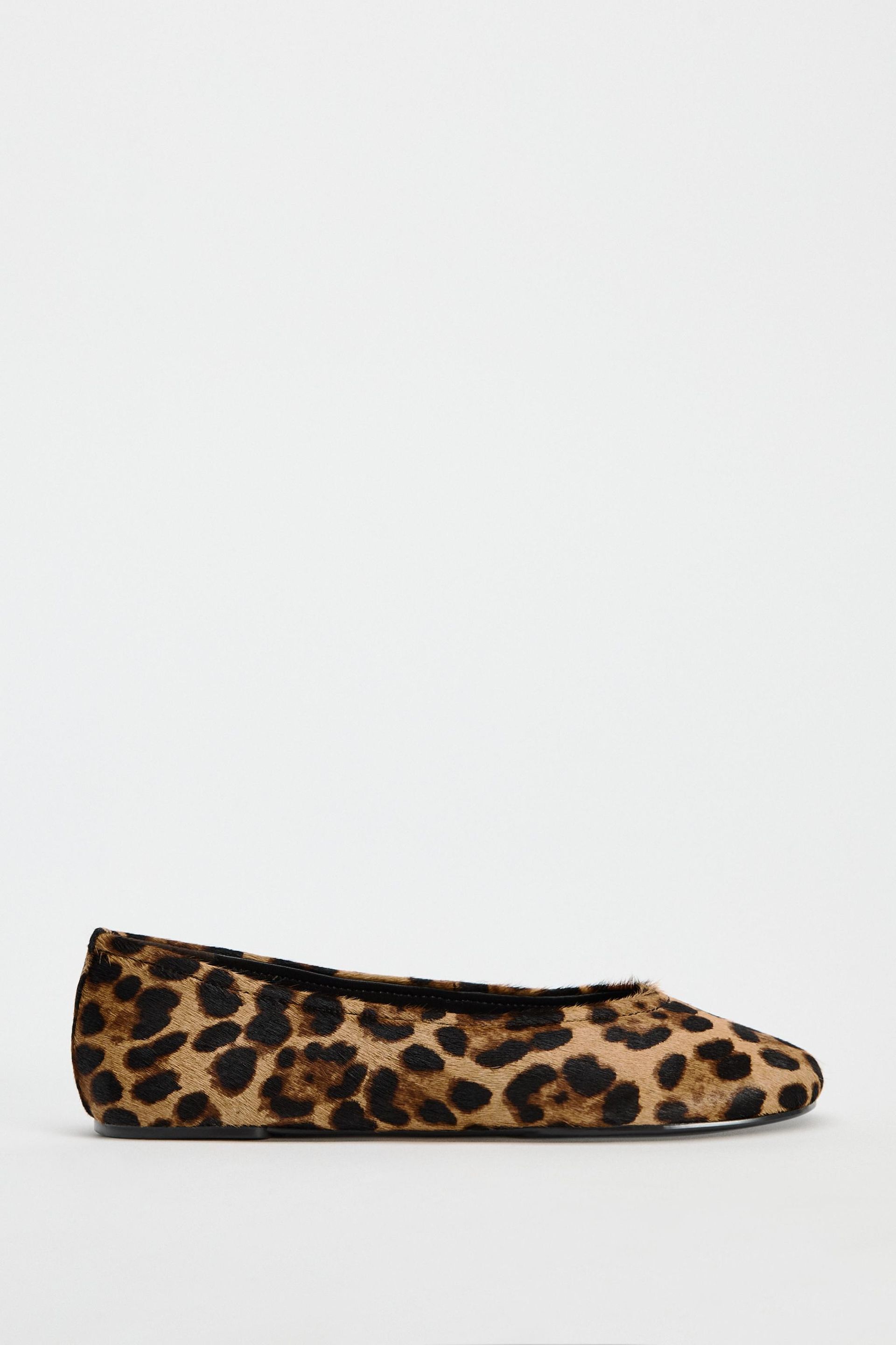 Leather Animal Print Ballet Flats
