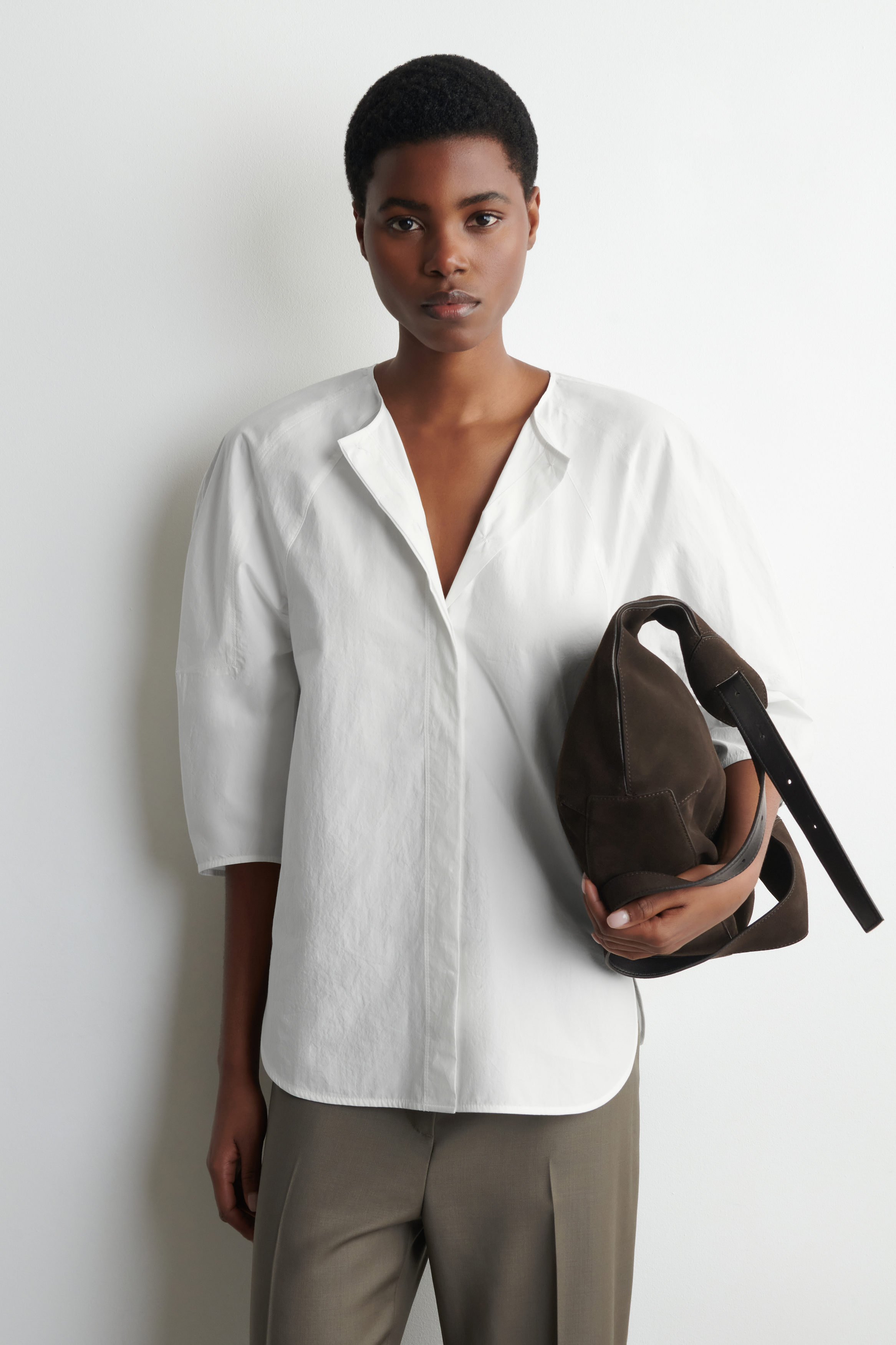 Sculptural Pima Cotton-Poplin Blouse