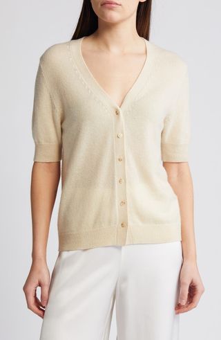 Vela Short Sleeve Wool & Cashmere Cardigan