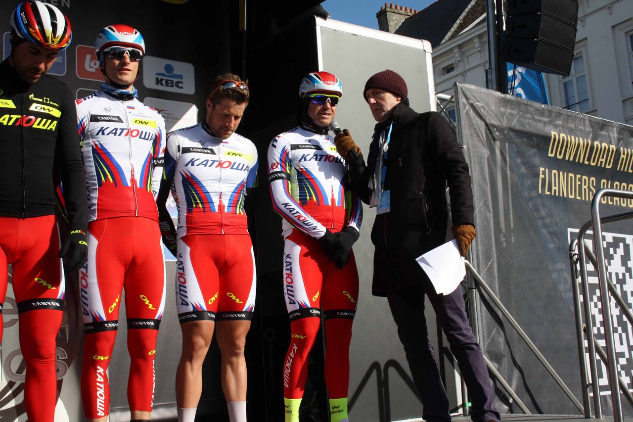 Alexander Kristoff (Katusha) was coy about his chances ahead of Omloop Het Nieuwsblad.