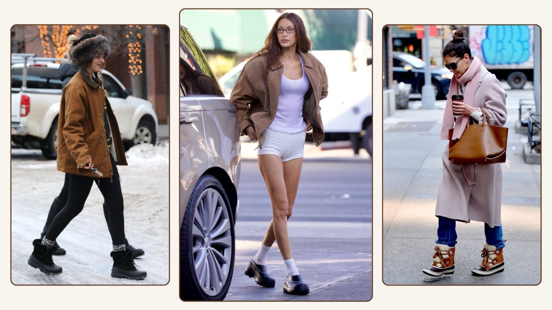 Dakota Johnson, Bella Hadid and Katie Holmes wear Sorel boots