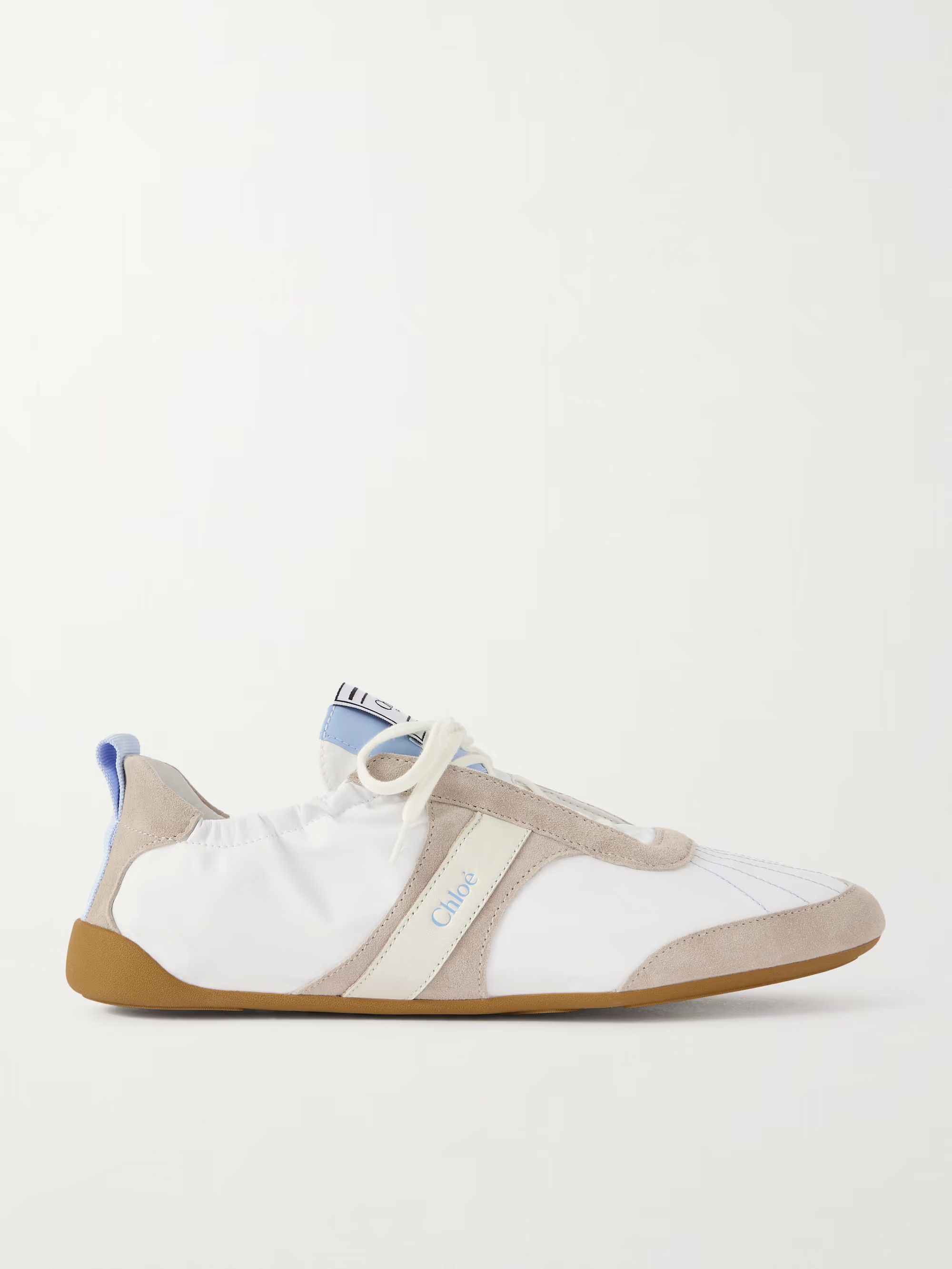 CHLO&Eacute;, Kick suede-trimmed leather sneakers