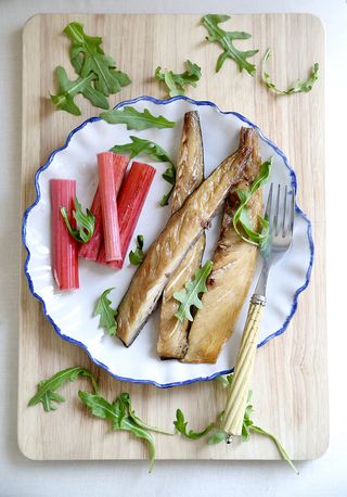 rhubarb, rosewater and pistachio-frangipane tart