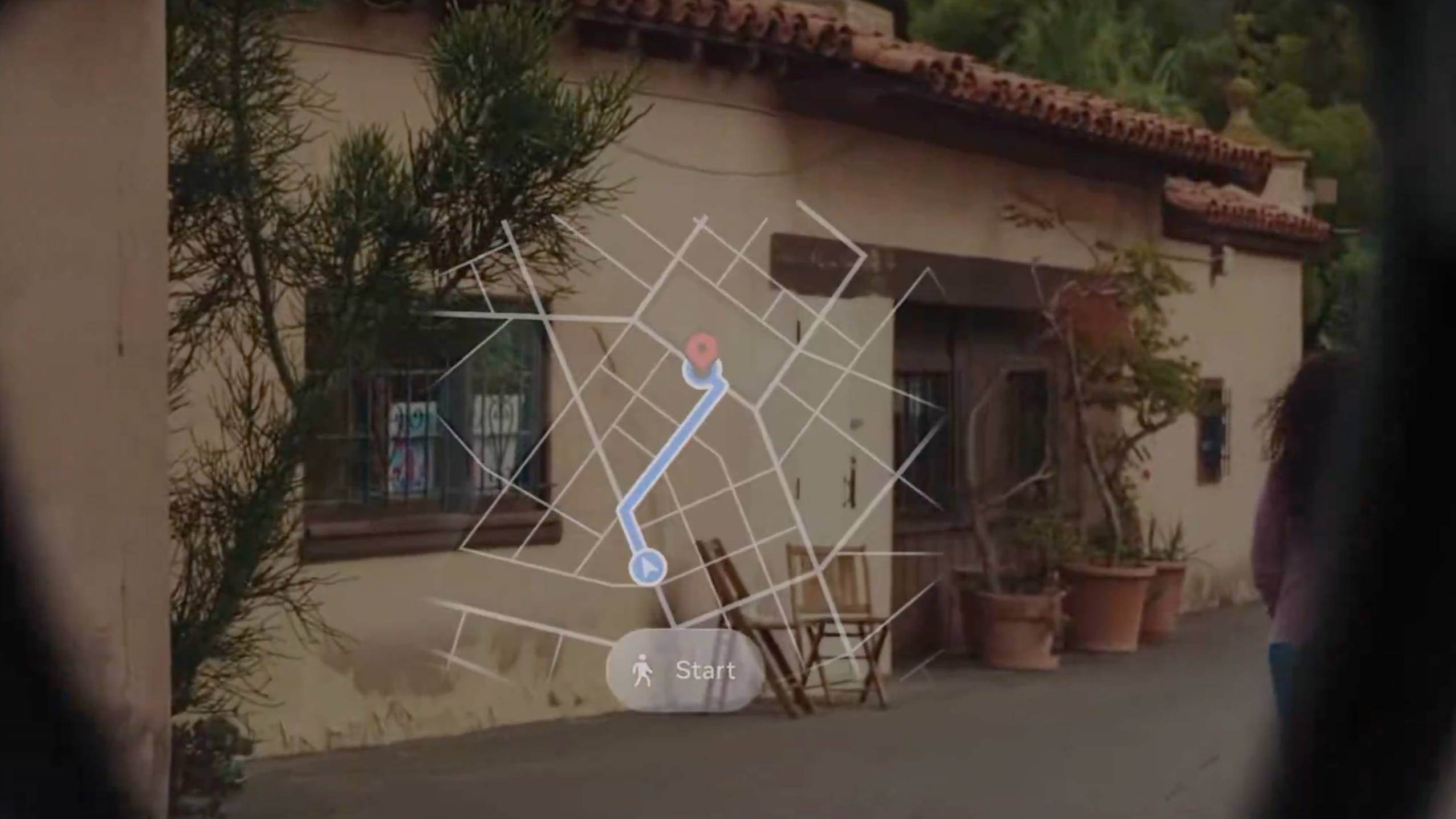 Screenshot of Ray-Ban Meta Display showing map navigation on lens
