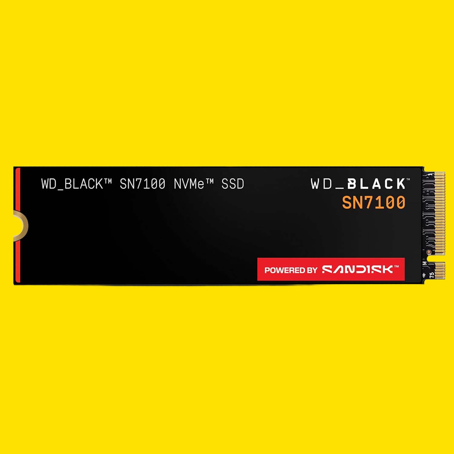 WD_Black SN7100 SSD on a yellow background