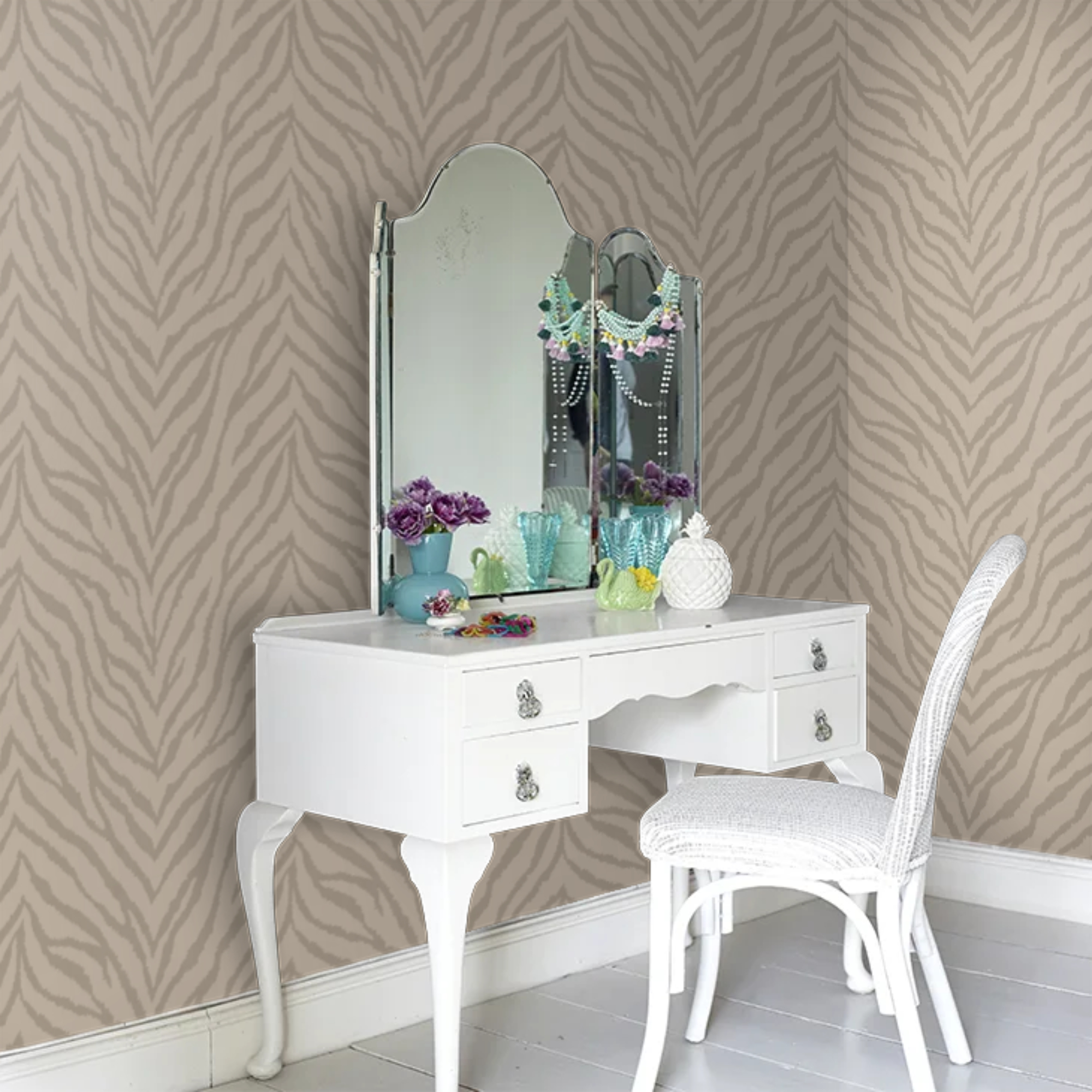 taupe zebra style print wallpaper