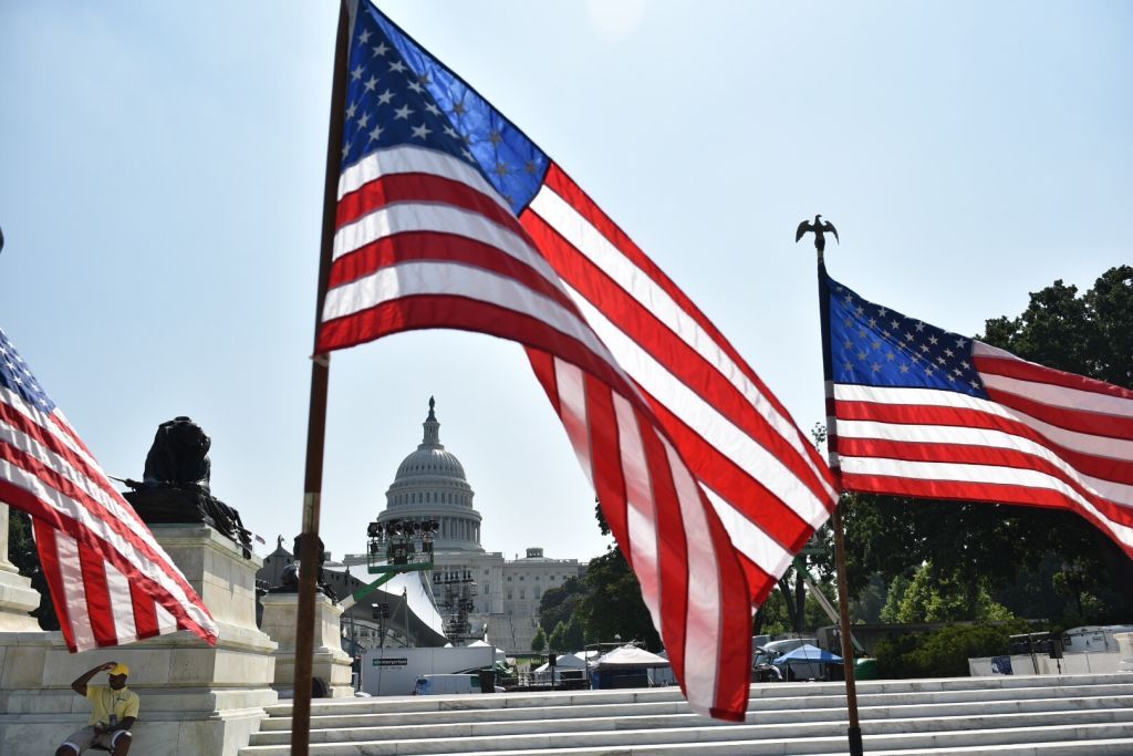 American flags.