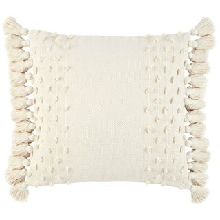 Wanda June Home Textured Cotton Tassel Pillow, 1 Piece, Ivory, 20