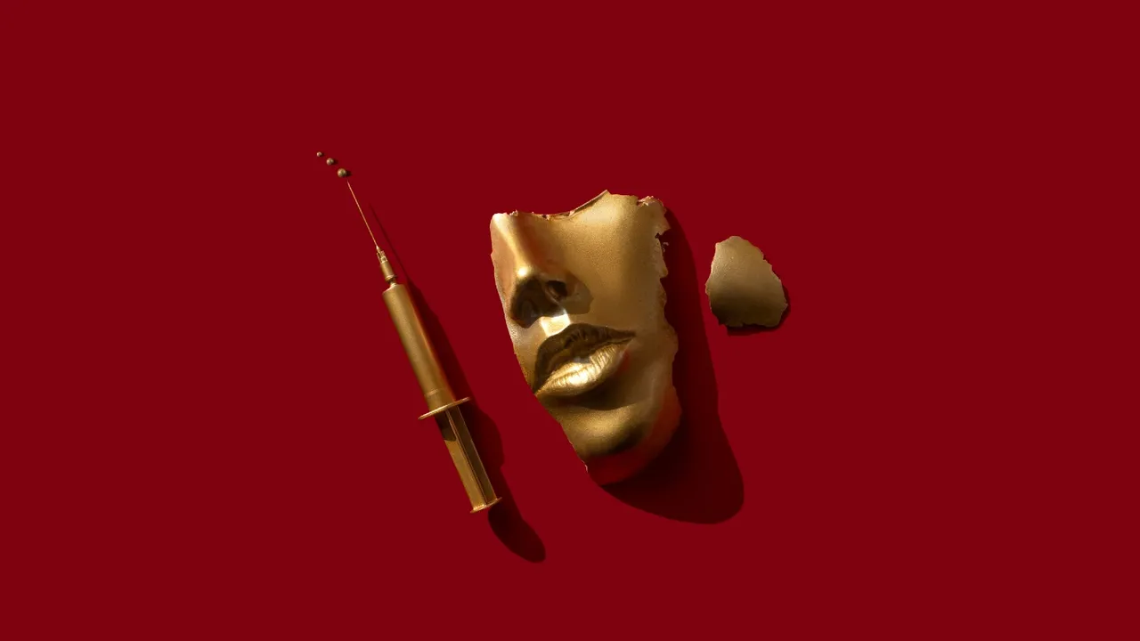 golden mask and syringe 