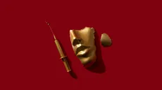 golden mask and syringe 