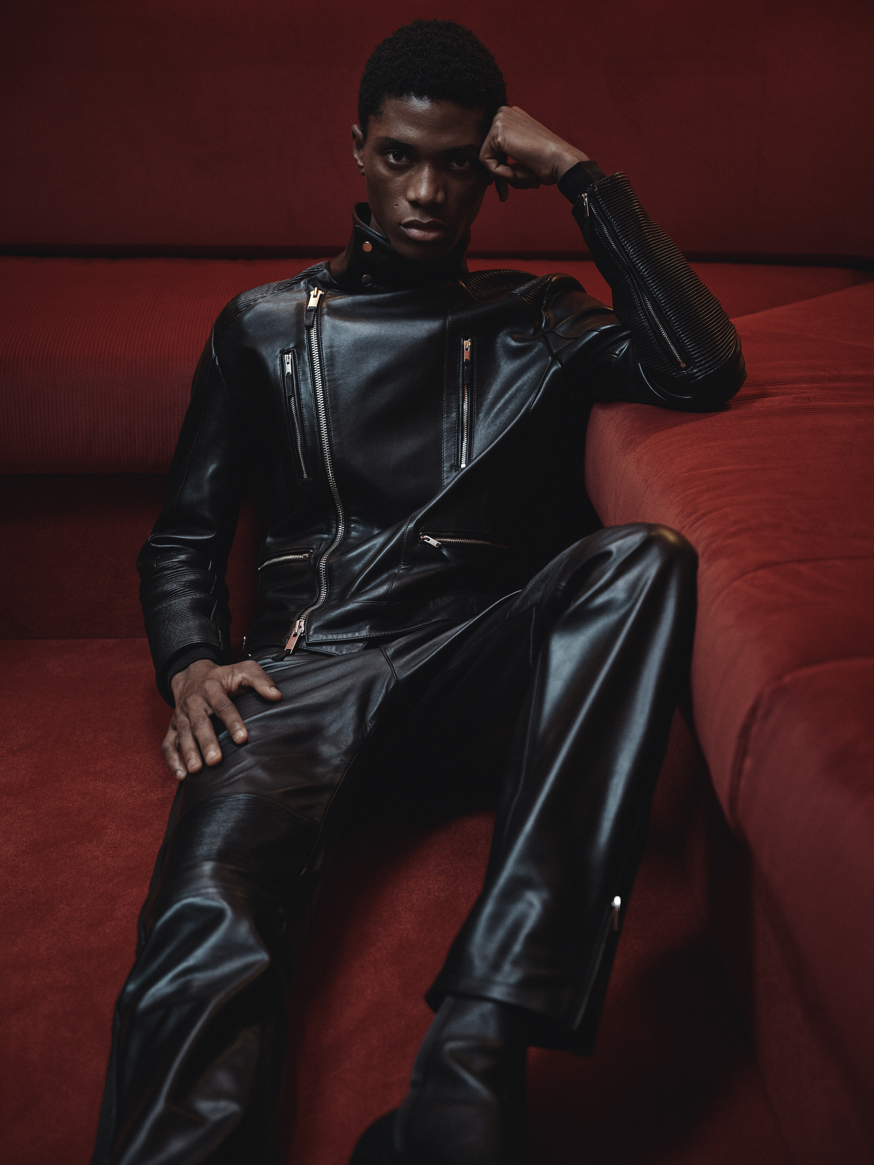 Man in leather outfit from Ludovic de Saint Sernin x Zara