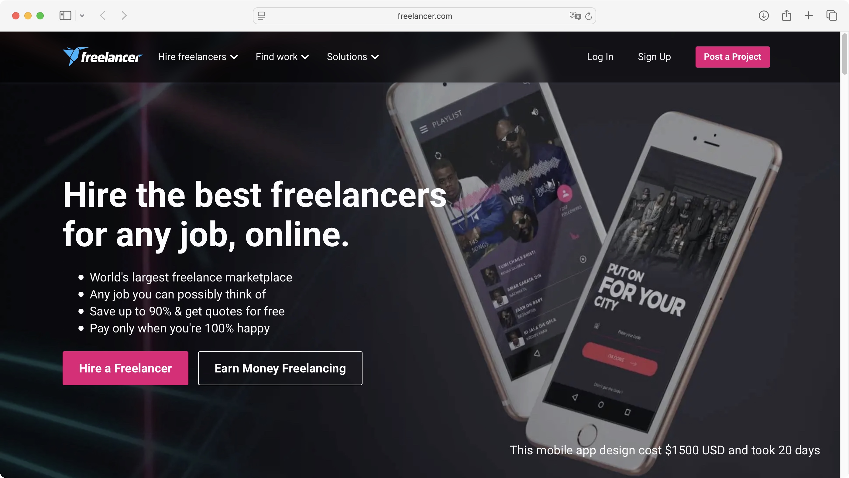 Freelancer.com homepage