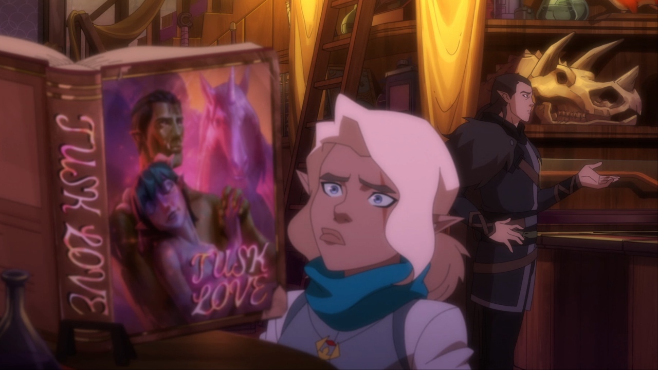 Pike looking at Tusk Love in Legend of Vox Machina 1x02 screenshot