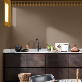 Brown and yellow kitchen