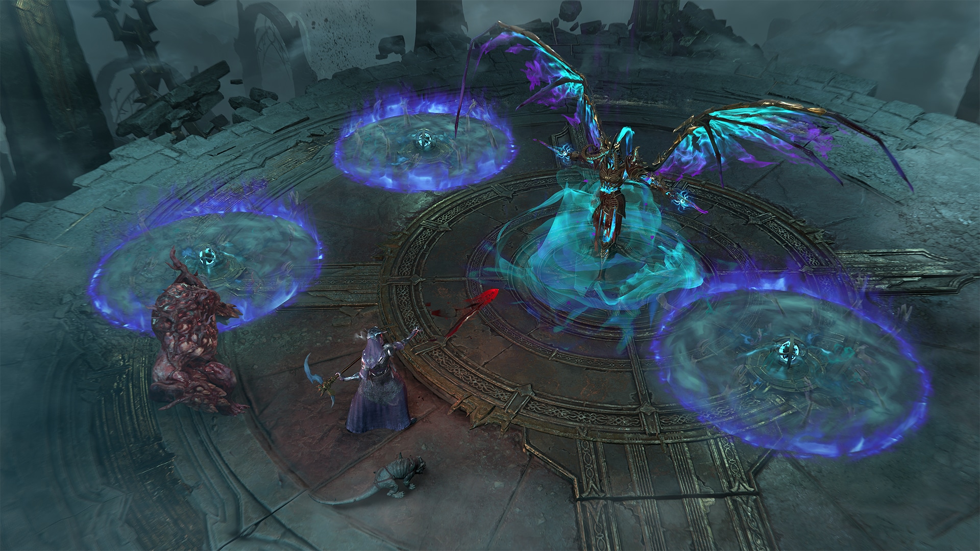 Gameplay screenshot from Diablo 4 showing a boss battle