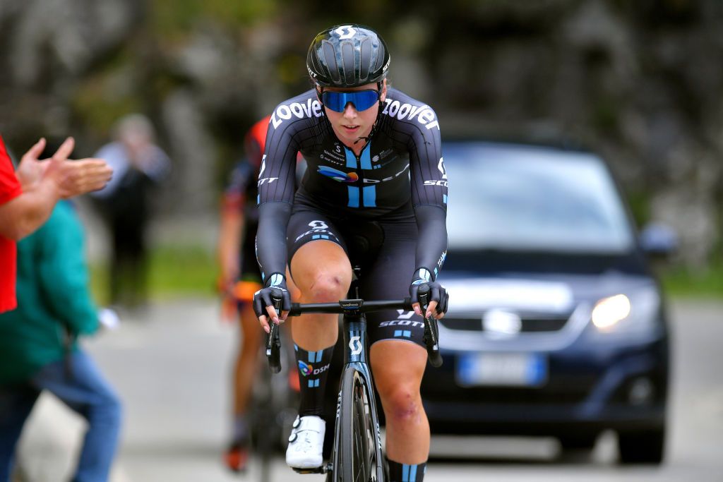 CASCATE DEL TOCE ITALY JULY 05 Lorena Wiebes of Netherlands and Team DSM during the 32nd Giro dItalia Internazionale Femminile 2021 Stage 4 a 112km Individual Time Trial from Fondovalle to Cascate Del Toce 1714m ITT GiroDonne UCIWWT on July 05 2021 in Cascate Del Toce Italy Photo by Luc ClaessenGetty Images