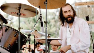 Mick Fleetwood playing at the Rock N’ Run benefit at UCLA, April 1983
