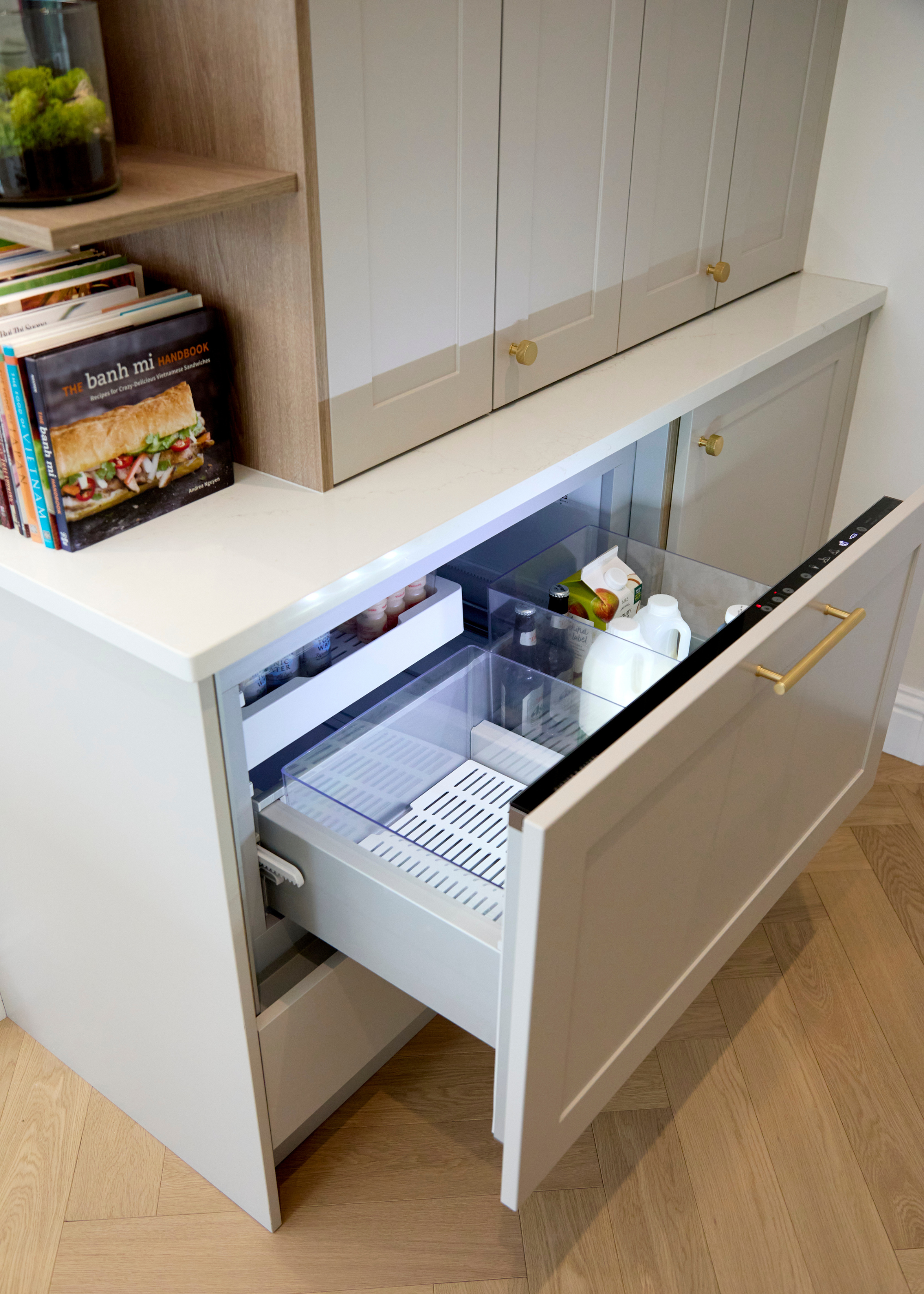 A look inside a large refridgerated drawer