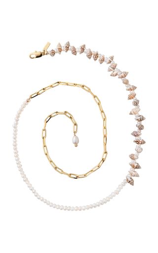 Lola Handmade 14k Gold-Plated Pearl, Shell Anklet