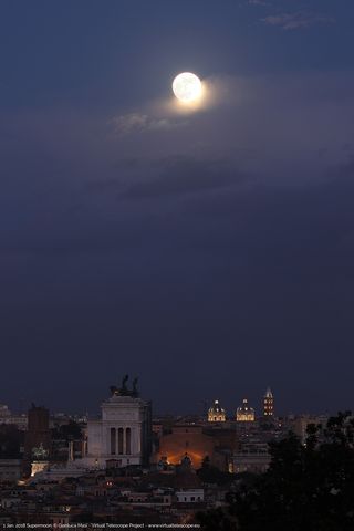 Astrophysicist Gianluca Masi, of The Virtual Telescope Project, photographed the full moon over Rome, Italy on Jan. 1, 2018.