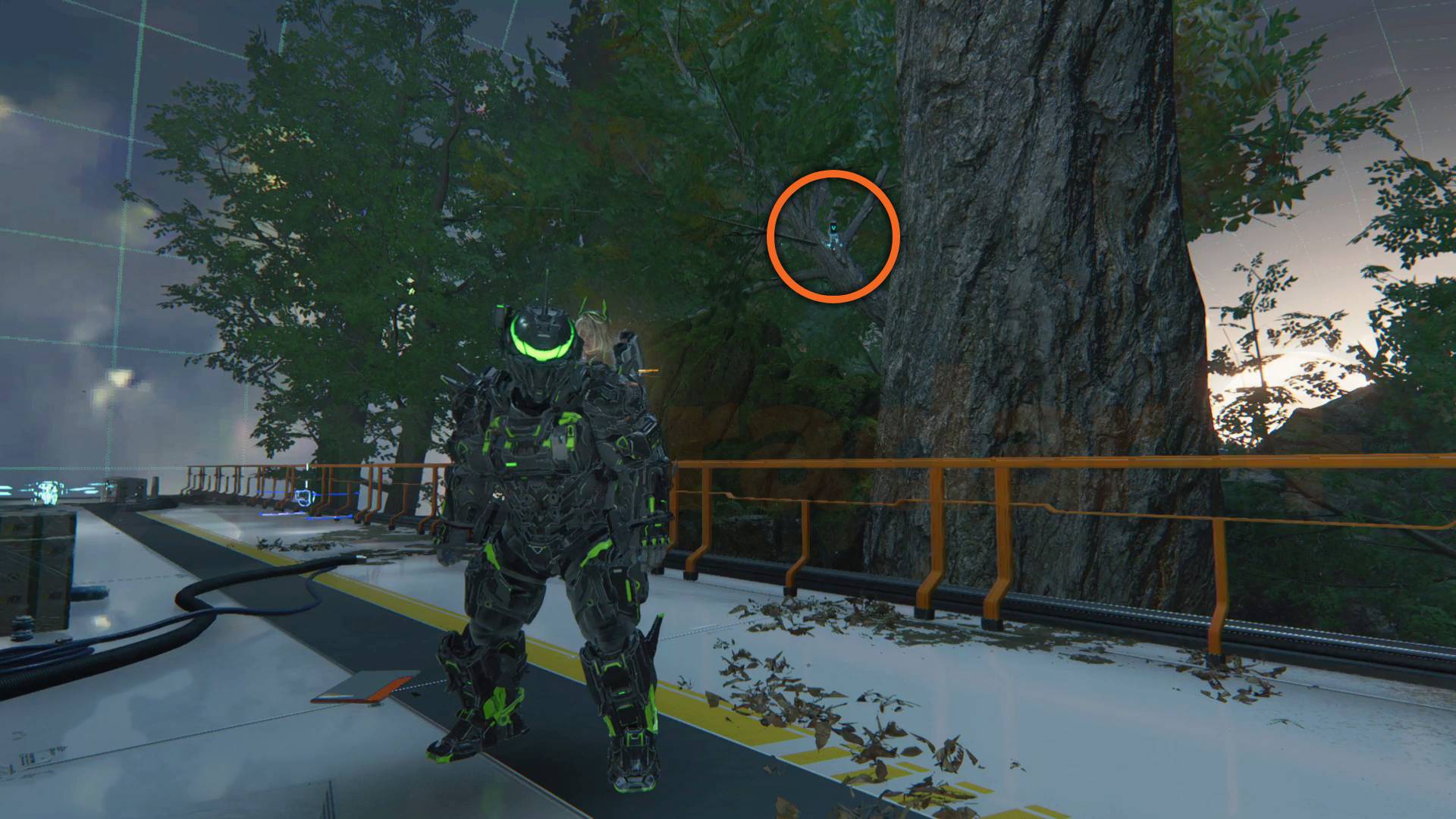 Pragmata Mini Cabin in Terra Dome Eco Modeling Lab artificial beach area on top of large tree branch