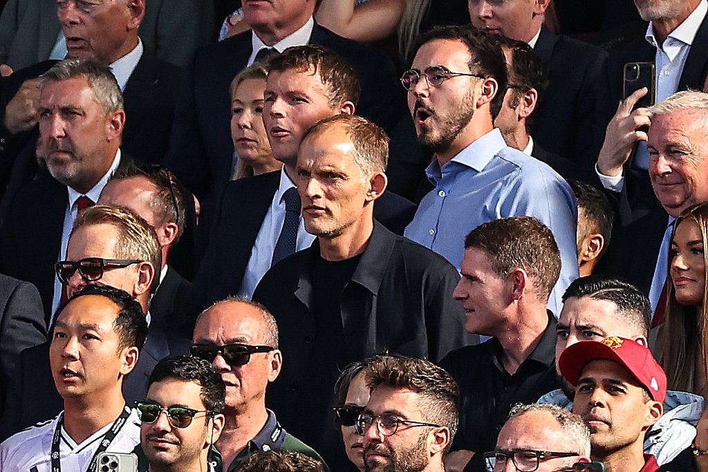 Thomas Tuchel watches from the stands at Old Trafford