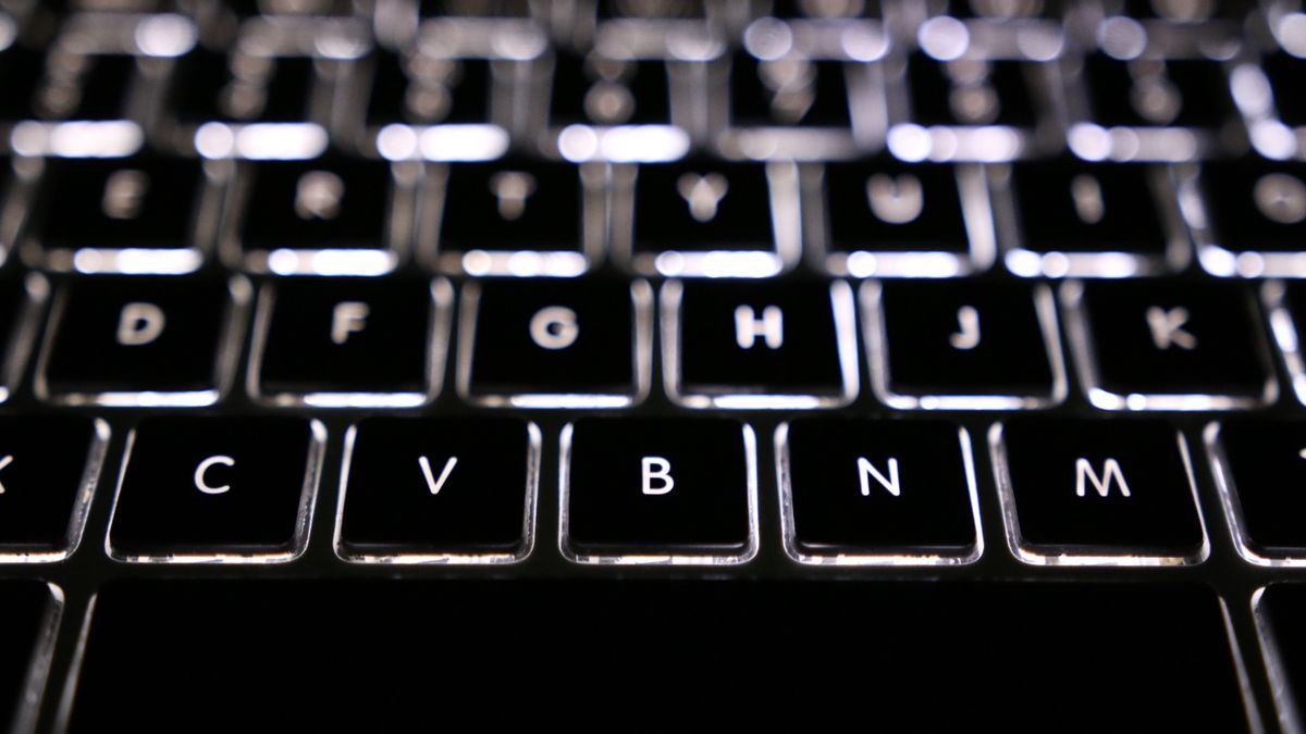 Macbook keyboard keys with backlight on