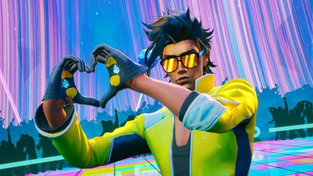 Dead as Disco - Protagonist making a heart-shape hand gesture