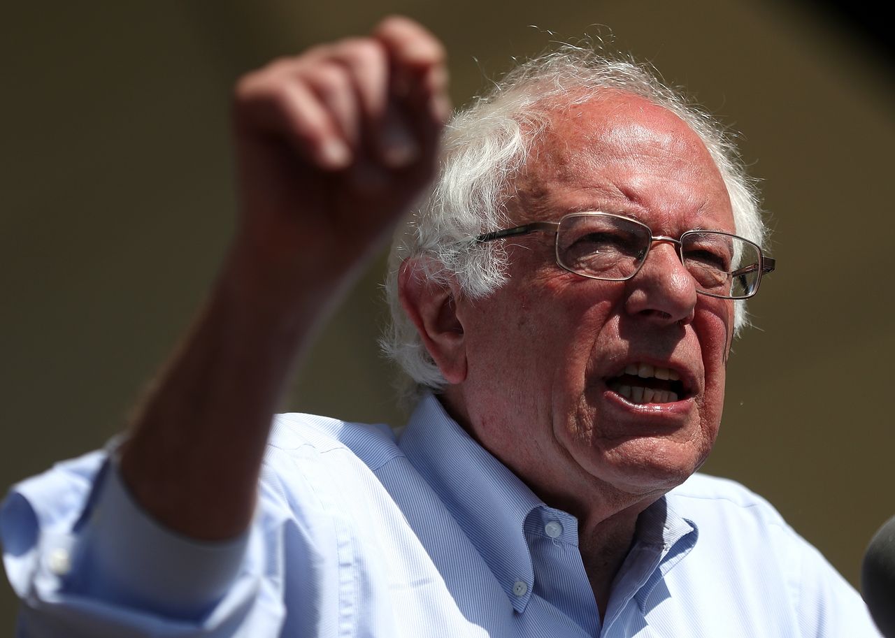 Bernie Sanders speaks at a campaign rally