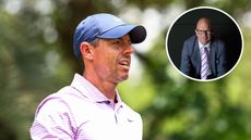 Main image of Rory McIlroy at the RBC Heritage and inset picture of new DP World Tour boss Guy Kinnings