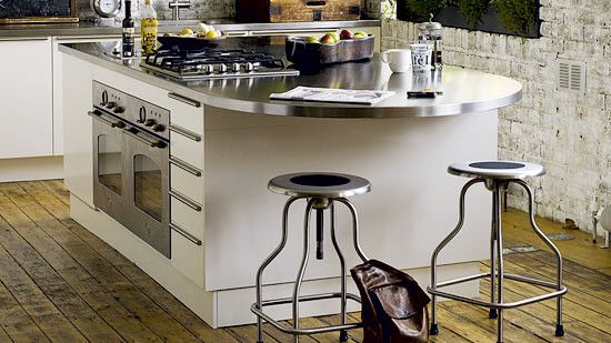 kitchen room with wooden flooring and kitchen worktop