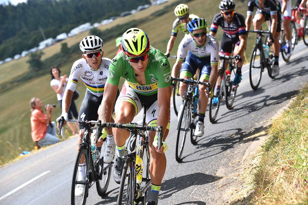 Peter Sagan rides in the breakaway during stage 15.