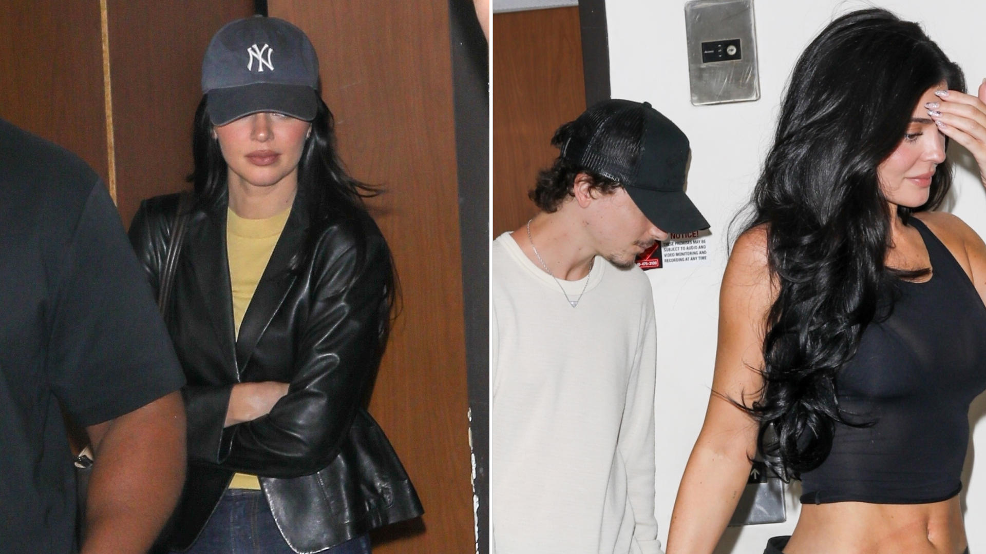 Kendall Jenner third-wheeled Kylie Jenner and Timoth&eacute;e Chalamet's date in a leather blazer, straight-leg jeans, and the high-vamp flats trend