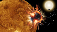 An illustration Venus destroying its own moon