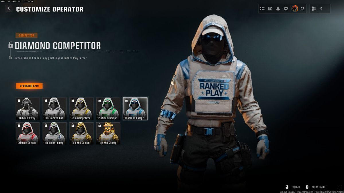 The operator rewards available in ranked play in Call of Duty: Black Ops 6