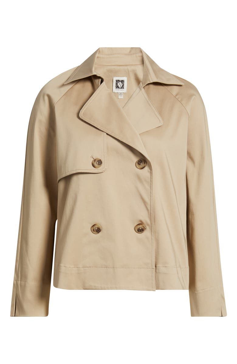 Short Double Breasted Cotton Blend Trench Coat
