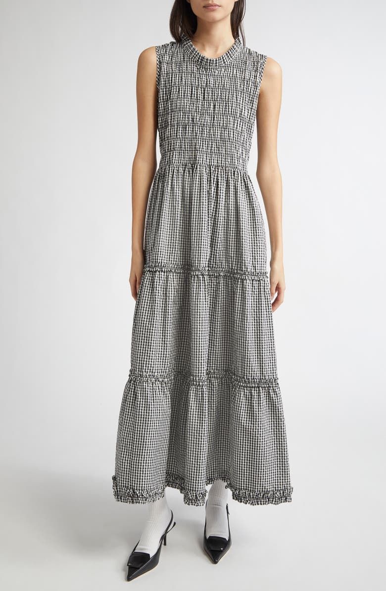 Gender Inclusive Scout Smocked Gingham Midi Dress