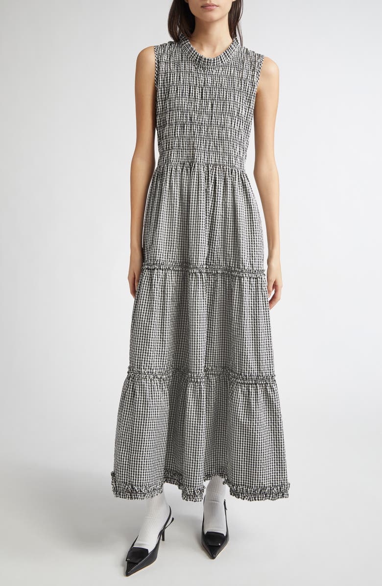 Gender Inclusive Scout Smocked Gingham Midi Dress