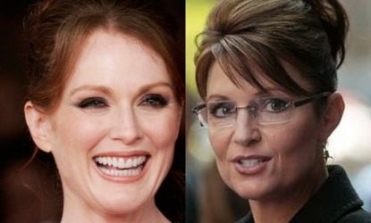 All eyes will be on Julianne Moore as she tries to pull off a non-caricature portrayal of Sarah Palin in the forthcoming TV-movie version of the gossipy book "Game Change."