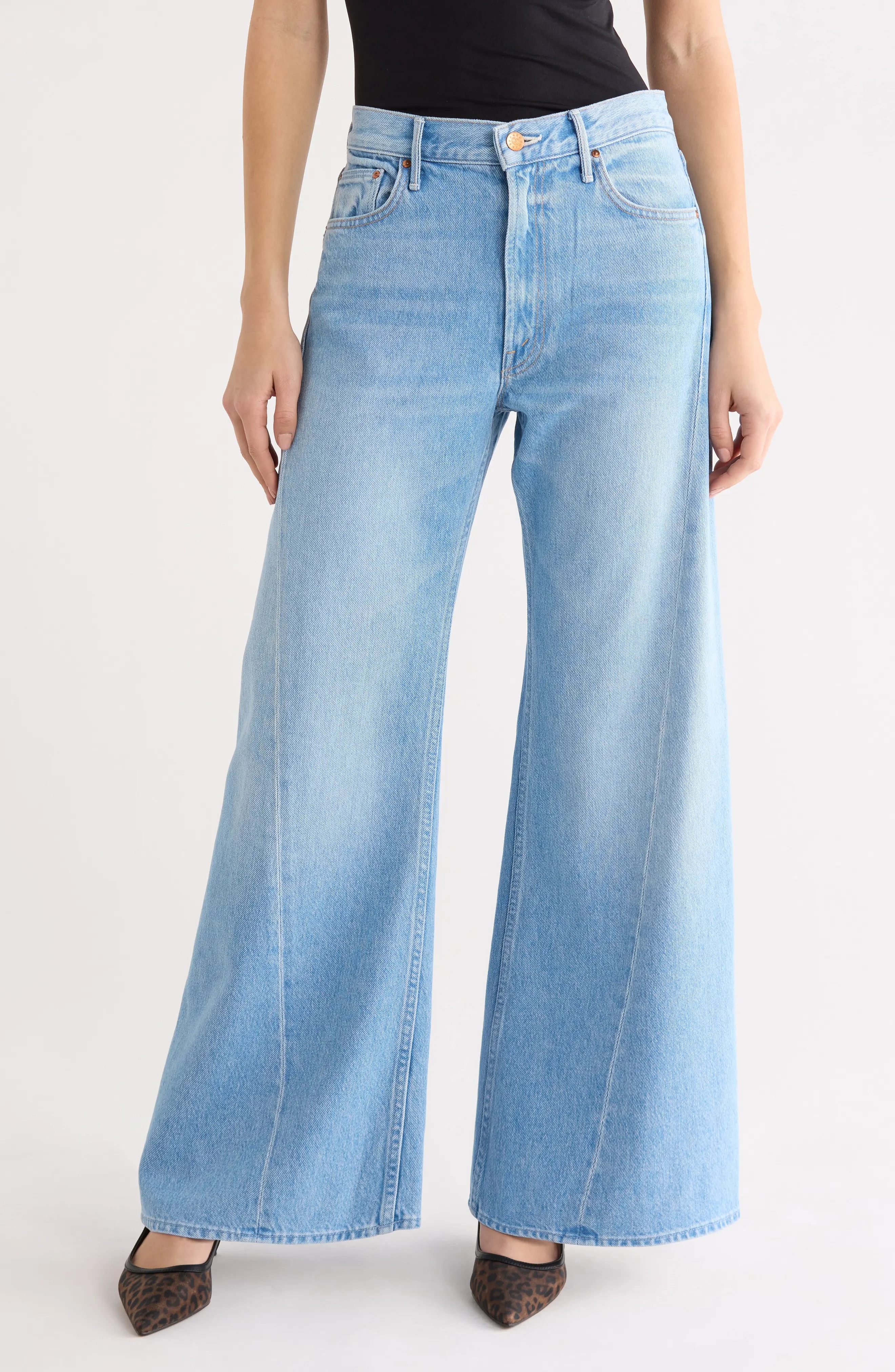 MOTHER, Lemon Twist High Waist Wide Leg Jeans